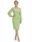 Chicsew Modern One Shoulder Knee-Length Long Sleeves Sheath Ruched Chiffon Mother Of The Bride Dresses
