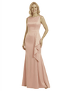 Mother of The Bride Dress Scoop Sleeveless Ruffled Satin Mermaid Floor-Length Gown Graceful Luxe Formal Event Attire