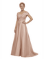 Elegant Off Shoulder Sleeveless A-Line Floor-Length Satin Mother Of The Bride Dress
