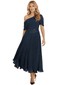 Elegant One Sleeve Asymmetrical Chiffon Maxi Mother of The Bride Dresses