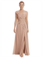 Mother of The Groom Dress One Shoulder Lace Beaded Chiffon Floor-Length Gown with Slit
