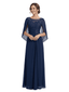 Elegant Cascading Ruffles Cape Lace Chiffon A-Line Mother of The Bride Dresses