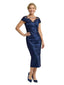 Beautiful Illusion Short Sleeve Mother Of The Bride Dress Lace Sheath Midi Formal Evening Gown
