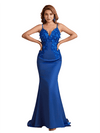 Sexy Silky Satin Lace Spaghetti Straps Mermaid Long Bridesmaid Dresses Online