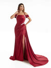 Sexy Side Split Mermaid Cold Shoulder Modern Bidesmaid Dresses in Satin