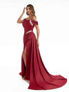 Sexy Side Split Mermaid Cold Shoulder Modern Bidesmaid Dresses in Satin