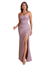 Sexy Sweetheart Mermaid Silky Satin Unique Long Bridesmaid Dresses Side Slit