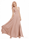 Sexy Deep V-Neck A-line Chiffon Floor Length Bridesmaid Dresses
