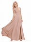Sexy Deep V-Neck A-line Chiffon Floor Length Bridesmaid Dresses