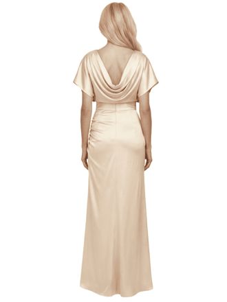 Elegant Soft Satin Short Sleeves Side Slit Mermaid Floor Length Mother Of The Bride Dresses