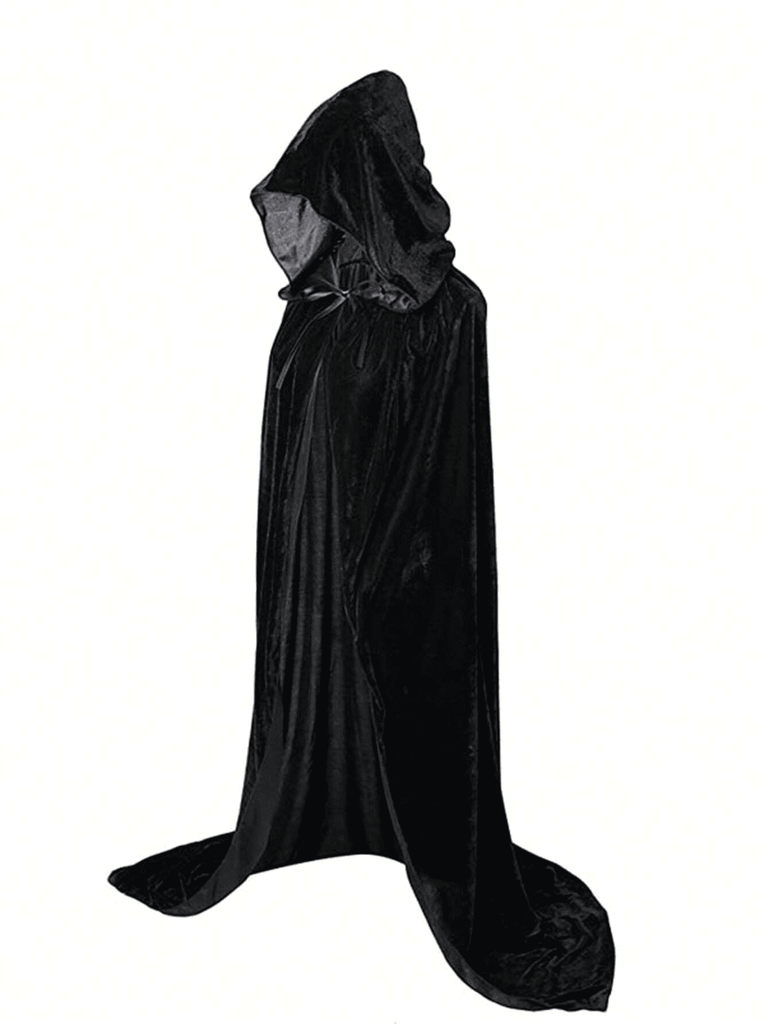 1pc Black Velvet Death Cape - Halloween Costume for Adult Cosplay Skeleton