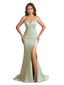 Sexy Silky Satin Spaghetti Straps Mermaid Side Slit Floor Length Bridesmaid Dresses Online
