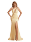 Sexy Mermaid One Shoulder Key Hole Long Bridesmaid Dresses Uk Slit