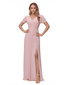 Long V-Neck A-line Chiffon  Bridesmaid Dresses