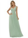 Elegant Deep V-Neck A-line Chiffon Floor-length Bridesmaid Dresses