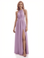 Elegant Halter A-line Chiffon Long Bridesmaid Dresses