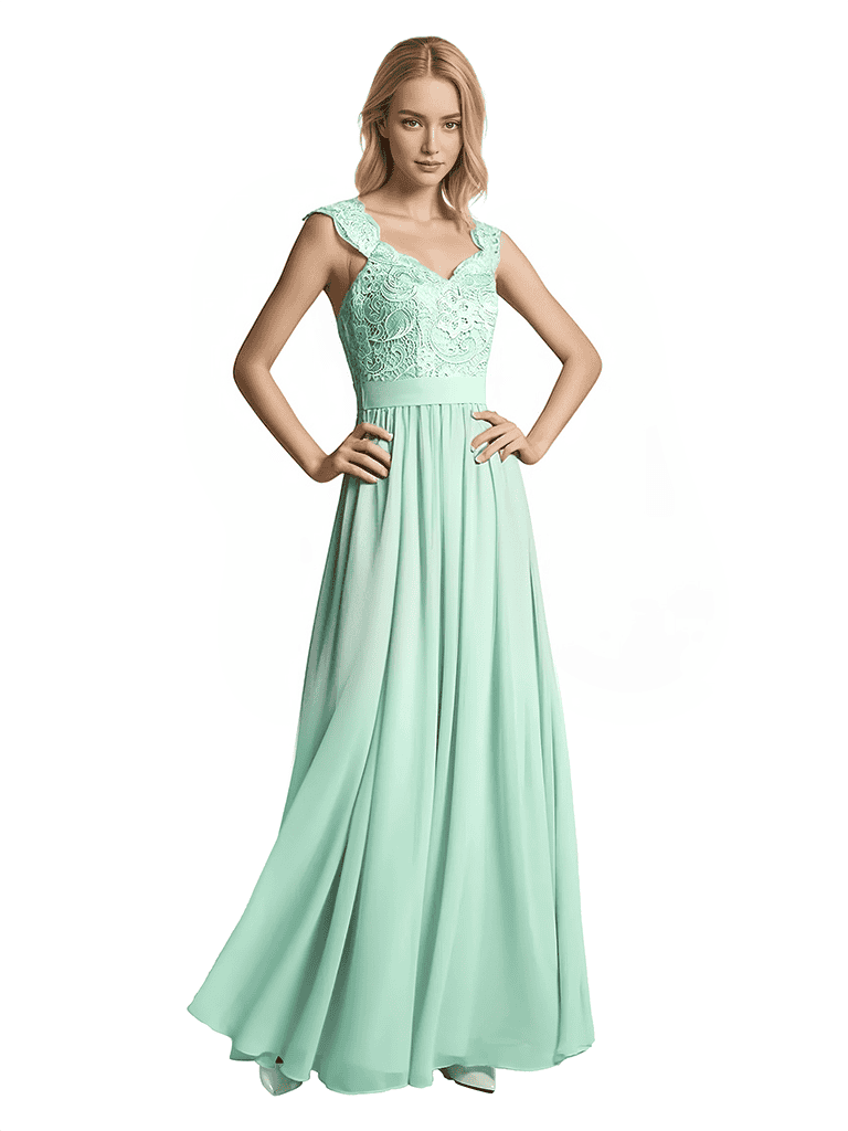 Square Floor-Length A-line Chiffon Long Bridesmaid Dresses