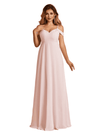 Elegant Chiffon Cold Shoulder Maxi Long Bridesmaid Dresses UK