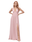 Sexy Deep V-Neck A-line Chiffon Long Bridesmaid Dresses