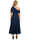 Elegant One Sleeve Asymmetrical Chiffon Maxi Mother of The Bride Dresses