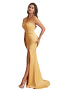 Elegant Cap Sleeves Side Slit Mermaid Tulle Satin Long Bridesmaid Dresses Online