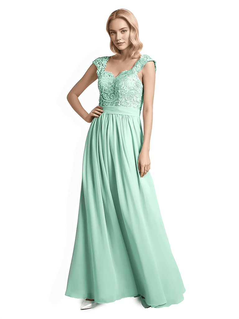 Square Floor-Length A-line Chiffon Long Bridesmaid Dresses