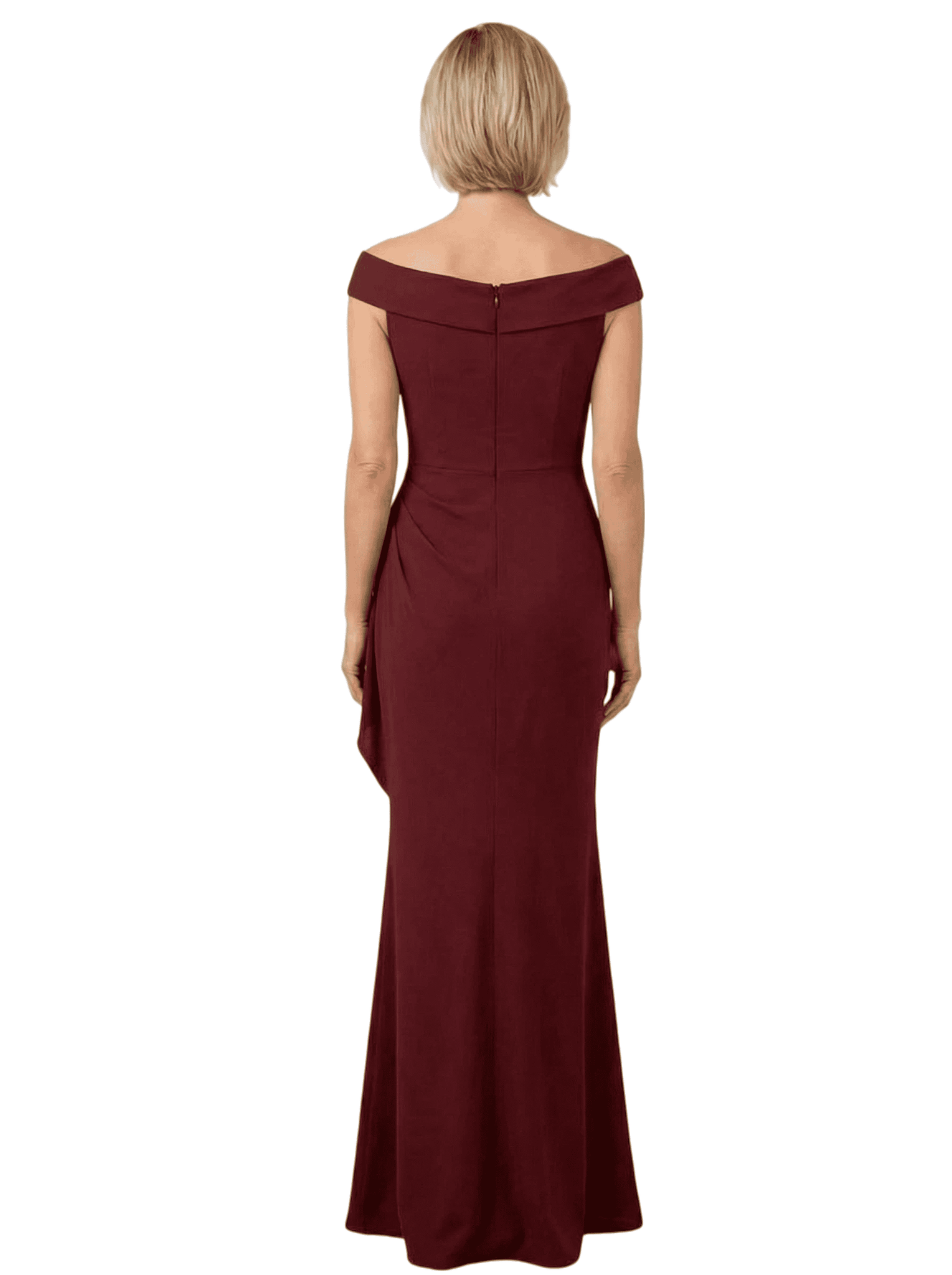 Chicsew Elegant Jersey V-Neck Cap Sleeves Mermaid Mother of The Groom Dress with Ruffle