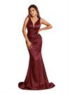 Sexy Spaghetti Straps V-Neck Mermaid Beauty Soft Satin Bridesmaid Dresses