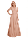 Sexy Deep V-Neck A-line Chiffon Floor Length Bridesmaid Dresses
