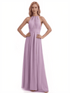 Elegant Halter A-line Chiffon Long Bridesmaid Dresses