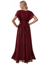Sweet V-Neck A-line Chiffon Long Bridesmaid Dresses