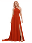 Sexy One Shoulder A-line Chiffon Long Bridesmaid Dresses