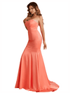 Sexy Strapless Sweetheart Mermaid Soft Satin Pretty Long Bridesmaid Dresses