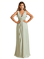 Sexy V-Neck Soft Satin Formal A-Line Long Bridesmaid Dresses Online
