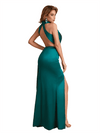 Sexy Silky Satin Halter Mermaid Side Slit Long Bridesmaid Dresse Online
