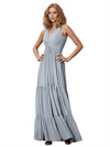 Lovely V-Neck A-line Chiffon Sleeveless Long Bridesmaid Dresses