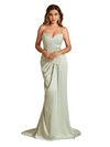 Elegant Spaghetti Straps Mermaid Ruched Satin Long Bridesmaid Dresses Online