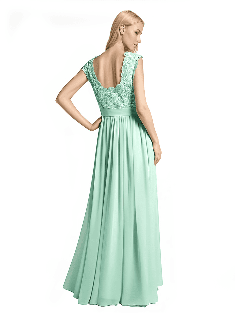 Square Floor-Length A-line Chiffon Long Bridesmaid Dresses
