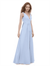 Unique Deep V-Neck A-line Chiffon Long Bridesmaid Dresses