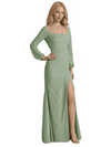 Elegant Long Sleeve Square A-line Chiffon Long Bridesmaid Dresses