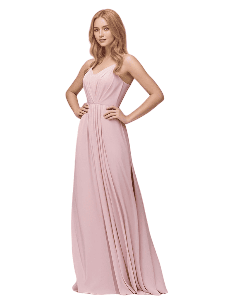 Sexy Spaghetti Straps A-line Chiffon Long Bridesmaid Dresses