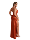 Modern Sweetheart Silky Satin Mermaid Maxi Long Bridesmaid Dresses Side Slit