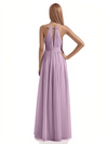 Elegant Halter A-line Chiffon Long Bridesmaid Dresses
