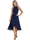 Elegant Halter Neck A-line Chiffon Tea-length Bridesmaid Dresses