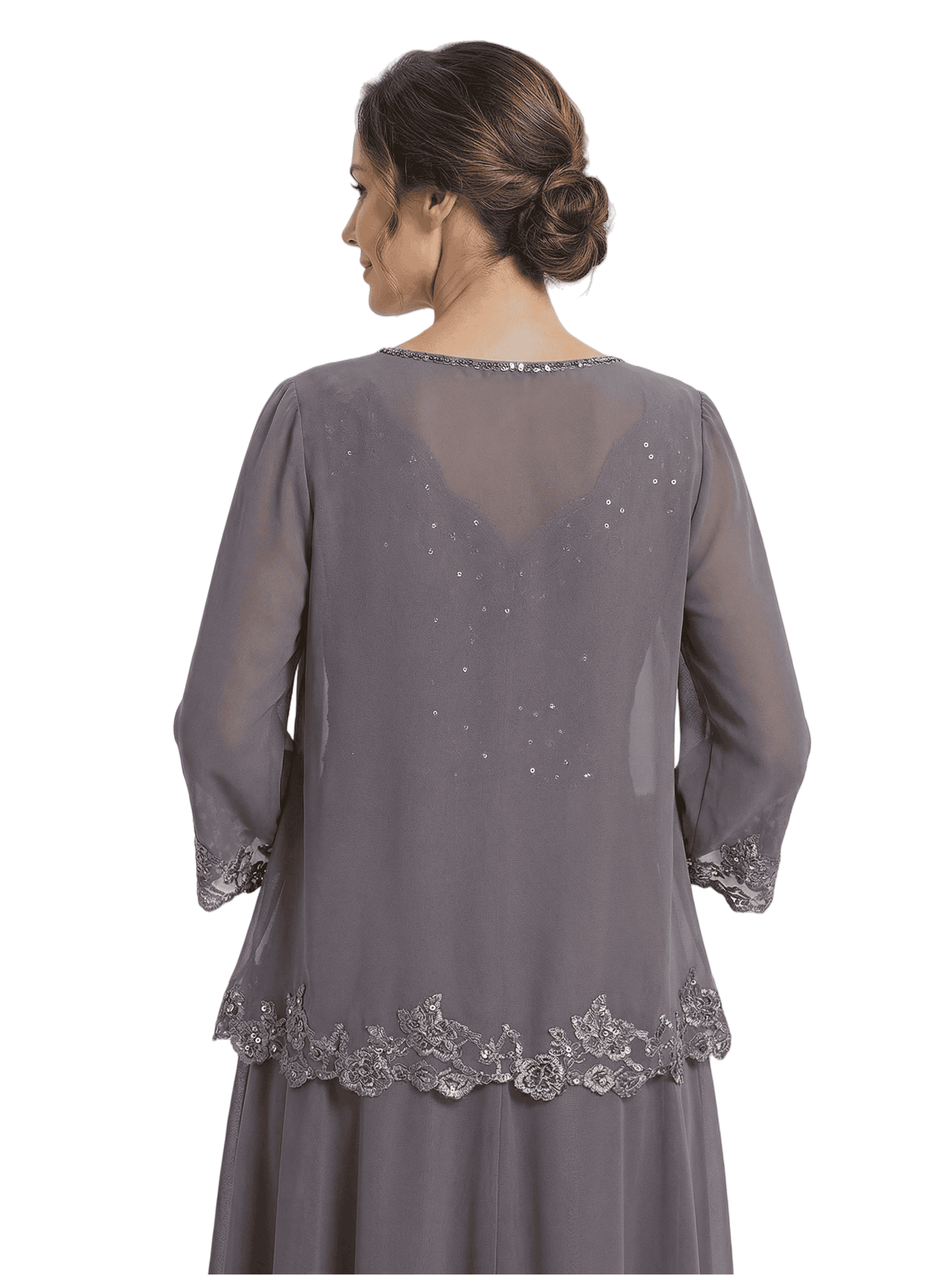Elegant Lace Chiffon A-Line Mother of The Bride Dresses and Jacket