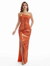 Sexy Mermaid One Shoulder Metallic Stretch Shiny Fabric Floor-Length Wedding Guest Dresses