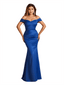 Sexy Off The Shoulder Ruched Mermaid Soft Satin Long Bridesmaid Dresses Online