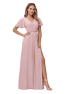 Long V-Neck A-line Chiffon  Bridesmaid Dresses