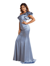 Sexy Ruffle One Shoulder Mermaid Soft Satin Beauty Long Bridesmaid Dresses