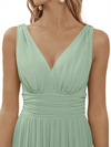 Elegant Deep V-Neck A-line Chiffon Floor-length Bridesmaid Dresses